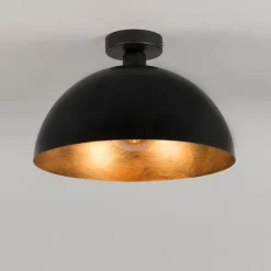 Industriële plafondlamp zwart met goud 35 cm - Magna