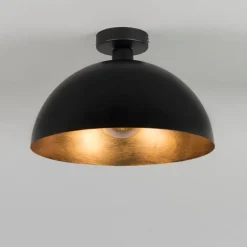 Industriële plafondlamp zwart met goud 35 cm - Magna