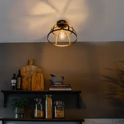 Industriële plafondlamp zwart - Boula