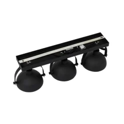 Industriële plafondlamp zwart met goud 3-lichts verstelbaar - Magnax