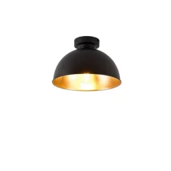 Industriële plafondlamp zwart met goud 28 cm - Magnax