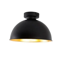 Industriële plafondlamp zwart met goud 28 cm - Magnax