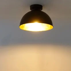 Industriële plafondlamp zwart met goud 28 cm - Magnax