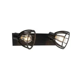 Industriële plafondlamp zwart 2-lichts - Fotu