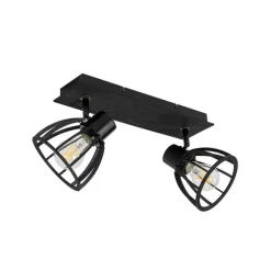 Industriële plafondlamp zwart 2-lichts - Fotu