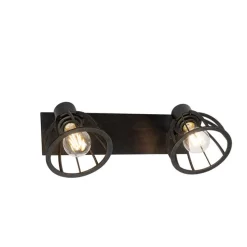 Industriële plafondlamp zwart 2-lichts - Fotu