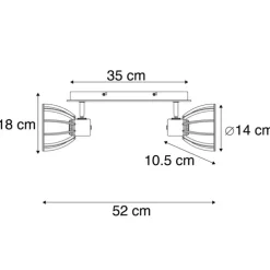 Industriële plafondlamp zwart 2-lichts - Fotu