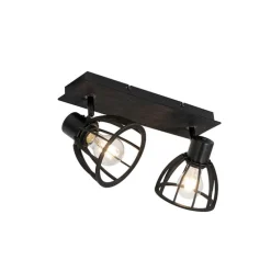 Industriële plafondlamp zwart 2-lichts - Fotu