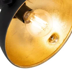Industriële plafondlamp zwart met goud 15 cm verstelbaar - Magnax