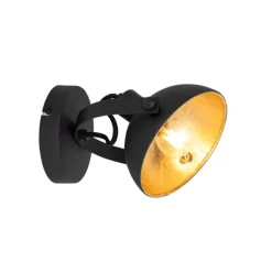 Industriële plafondlamp zwart met goud 15 cm verstelbaar - Magnax