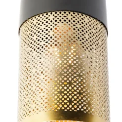 Industriële plafondlamp zwart met goud - Raspi