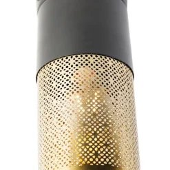 Industriële plafondlamp zwart met goud - Raspi