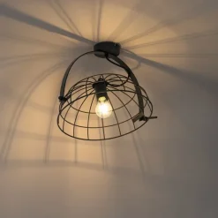 Industriële plafondlamp zwart 35 cm verstelbaar - Hanze