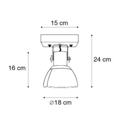 Industriële plafondspot brons met hout 18 cm - Mangoes