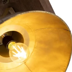 Industriële plafondspot brons met hout 30 cm - Mangoes