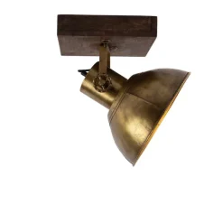 Industriële plafondspot brons met hout 30 cm - Mangoes