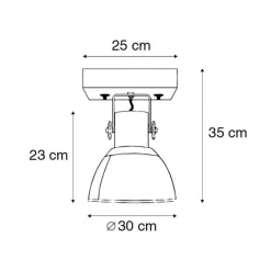 Industriële plafondspot brons met hout 30 cm - Mangoes