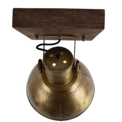 Industriële plafondspot brons met hout 30 cm - Mangoes
