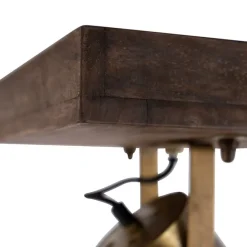 Industriële plafondspot brons met hout 30 cm - Mangoes