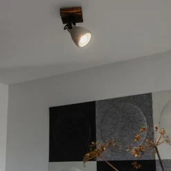 Industriële plafondspot hout met beton - Creto