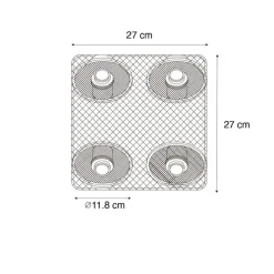 Industriële plafondspot zwart met hout 4-lichts - Jasmijn