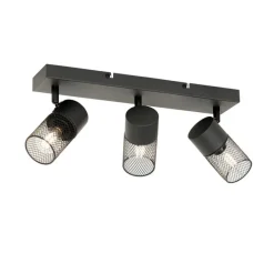 Industriële plafondspot zwart 3-lichts verstelbaar - Jim