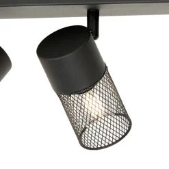 Industriële plafondspot zwart 3-lichts verstelbaar - Jim