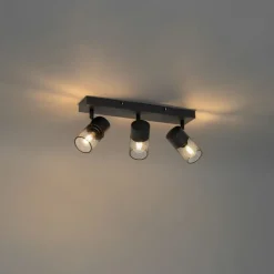Industriële plafondspot zwart 3-lichts verstelbaar - Jim