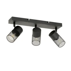 Industriële plafondspot zwart 3-lichts verstelbaar - Jim