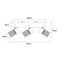 Industriële plafondspot zwart 3-lichts verstelbaar - Jim
