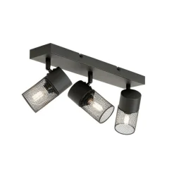 Industriële plafondspot zwart 3-lichts verstelbaar - Jim