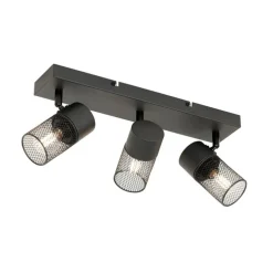 Industriële plafondspot zwart 3-lichts verstelbaar - Jim