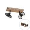 Industriële plafondspot zwart met hout 2-lichts - Jasmijn