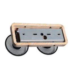 Industriële plafondspot zwart met hout 2-lichts - Jasmijn