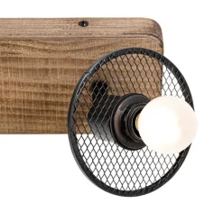 Industriële plafondspot zwart met hout 2-lichts - Jasmijn