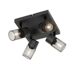 Industriële plafondspot zwart 4-lichts verstelbaar - Jim