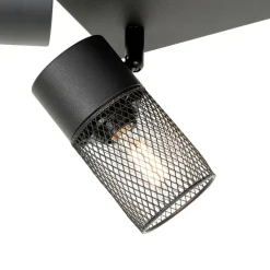 Industriële plafondspot zwart 4-lichts verstelbaar - Jim