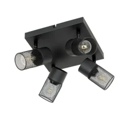 Industriële plafondspot zwart 4-lichts verstelbaar - Jim