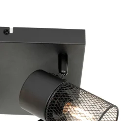 Industriële plafondspot zwart 4-lichts verstelbaar - Jim