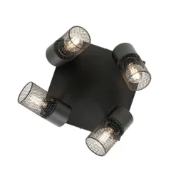 Industriële plafondspot zwart 4-lichts verstelbaar - Jim