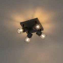 Industriële plafondspot zwart 4-lichts verstelbaar - Jim