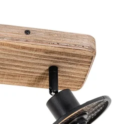 Industriële plafondspot zwart met hout 3-lichts - Jasmijn