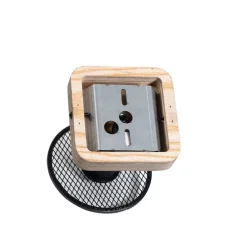 Industriële plafondspot zwart met hout - Jasmijn