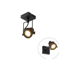 Industriële plafondspot zwart draai- en kantelbaar GU10 50mm - Suplux