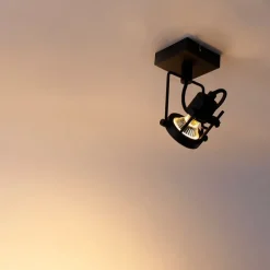 Industriële plafondspot zwart draai- en kantelbaar GU10 50mm - Suplux