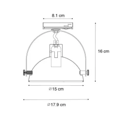 Industriële railspot wit met zilveren binnenkant - Iconic Magnax