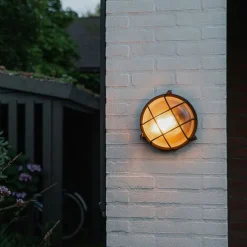 Industriële ronde wandlamp zwart IP44 - Noutica