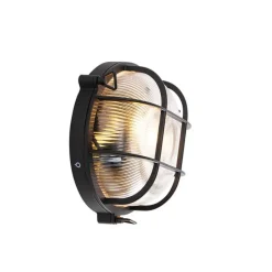 Industriële ronde wandlamp zwart IP44 - Noutica