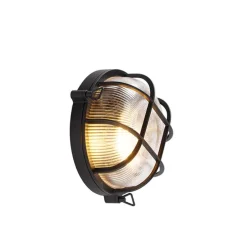 Industriële ronde wandlamp zwart IP44 - Noutica