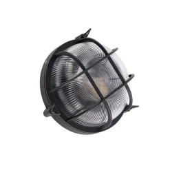 Industriële ronde wandlamp zwart IP44 - Noutica